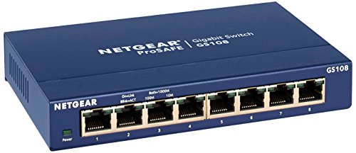 NETGEAR 8-Port Gigabit Ethernet Unmanaged Switch (GS108) - Desktop, and ProSAFE Limited Lifetime Protection