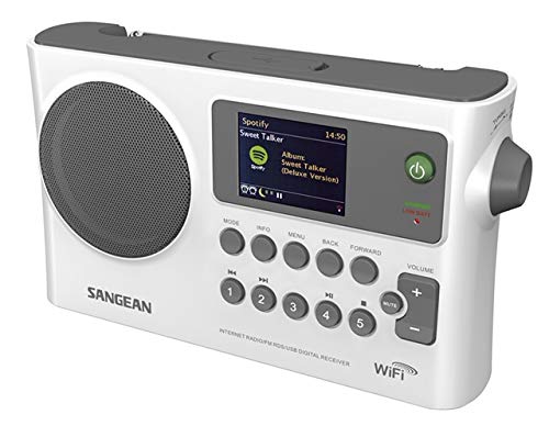 Sangean WFR-28 Internet Radio/FM-RBDS/USB/Network Music Player Digital Receiver with Color Display Gray/White