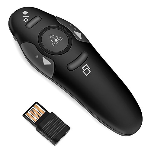 DinoFire Wireless Presenter RF 2.4GHz USB PowerPoint Presentation Clicker PPT Remote Control Pointer Slide Advancer Support Mac