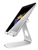 Tablet Stand Adjustable, Lamicall Tablet Stand : Desktop Stand Holder Dock Compatible with Tablet Such as iPad 2018 Pro 9.7, 10.5, Air Mini 4 3 2, Kindle, Nexus, Tab, E-Reader (4-13'') - Silver