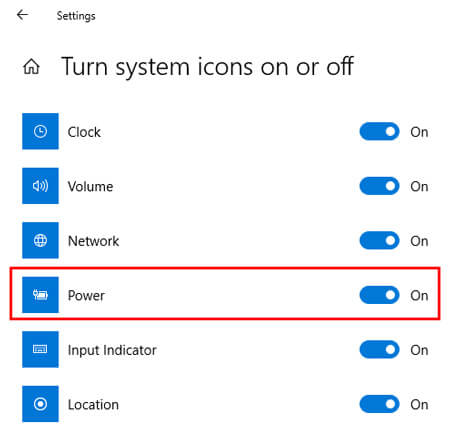 Turn system icons on or off