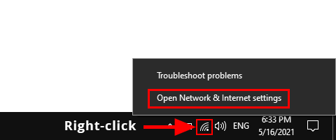 Network sharing center shortcut