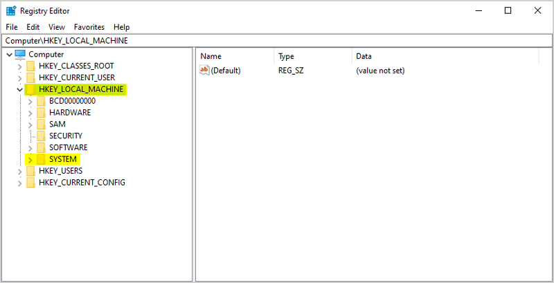 regedit HKEY_LOCAL_MACHINE-System