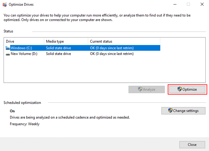 Windows 10 Defragmentation